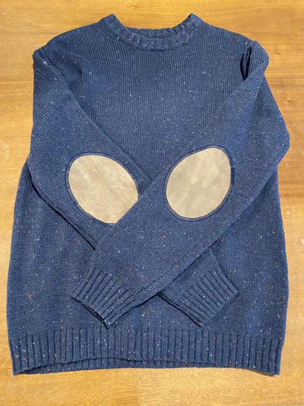 Wool Sweater with Suede Elbow Patches, Ladies' Size Medium - Item